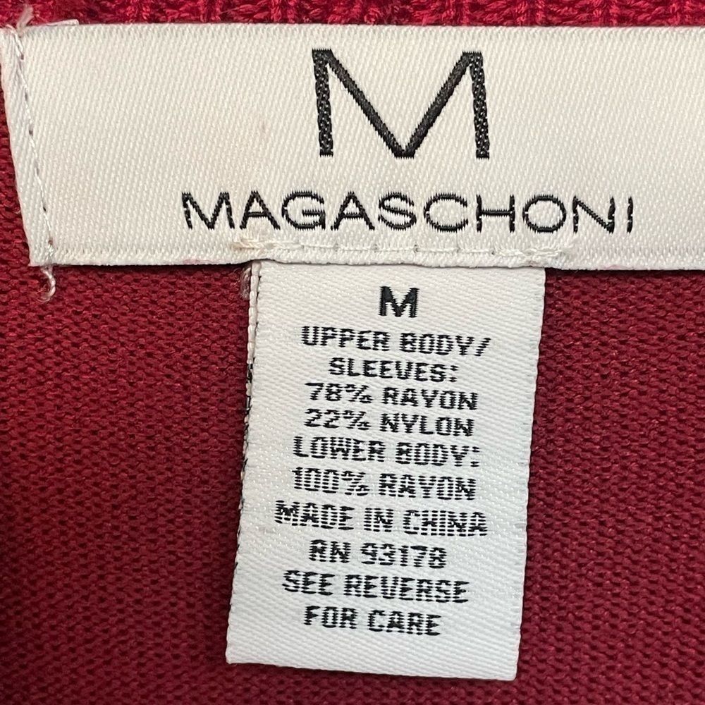 Magaschoni Red Ribbed Cardigan Open Front Medium - Picture 3 of 6